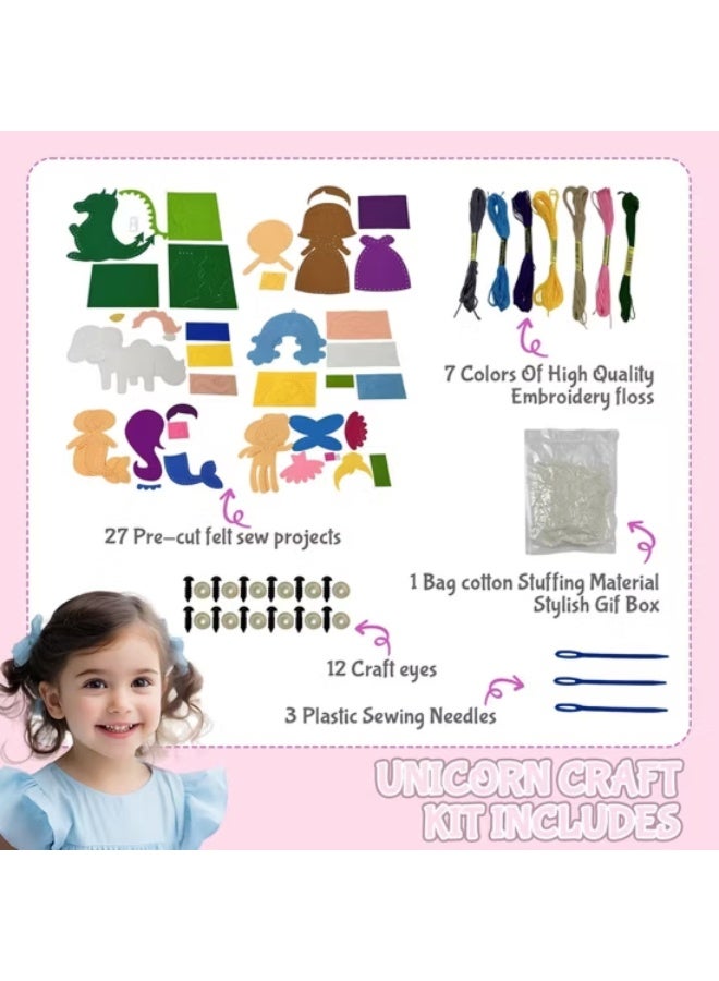 كابسترو مجموعة خياطة يونيكورن قطيفة يمكنك صنعها بنفسك - مجموعة حرفية سهلة الخياطة اليدوية للأطفال تحتوي على قطع قماش ناعمة وإبرة وخيط وحشوة - نشاط خياطة للمبتدئين لتنمية الإبداع والمهارات الحركية والتعلم المبكر الممتع. - Image 2